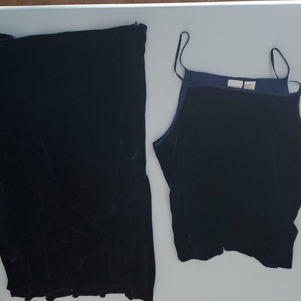 Velvet skirt and matching top